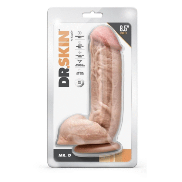9 Dildo realista Dr Skin Mr D con ventosa y textura de doble densidad".