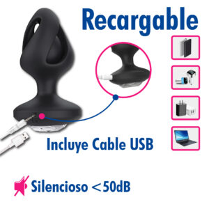 Plug Anal Doble Capa Black, Control Remoto - Imagen 4