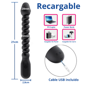 Vibrador Anal en Espiral, Black - Imagen 3