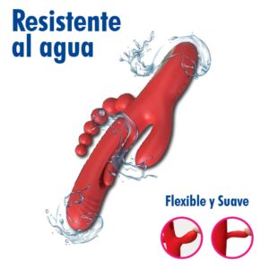 Vibrador Anal y Vaginal Triple Estimulación Con Movimiento, Red - Imagen 4
