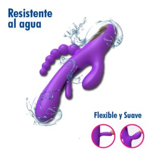Vibrador Anal y Vaginal Triple Estimulación Con Movimiento, Púrpura - Imagen 4