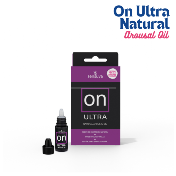 Aceite de excitación Sensuva On Ultra con fórmula botánica vibrante y gotero de 5ml para estimulación del clítoris.