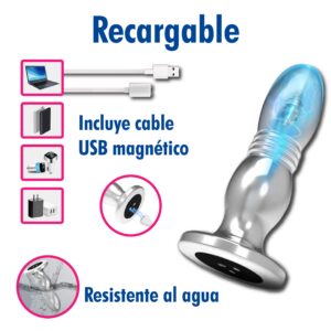 Plug Anal Vibrador con App, Métalico - Imagen 4