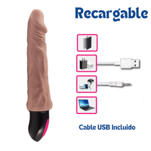 Natural Realskin Hot Cock 8" Chocolate - Imagen 3