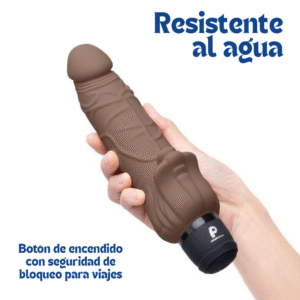 Vibrador Recargable Power Cock Realistic W/Clit Stim 7" Chocolate - Imagen 4