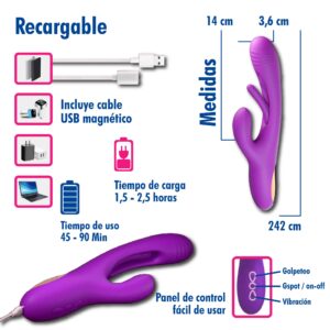 Vibrador Triple Estimulación Con Movimiento, Púrpura - Imagen 3