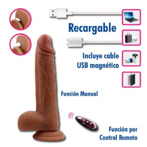 Vibrador Realista a control remoto con movimiento 8" - Imagen 3