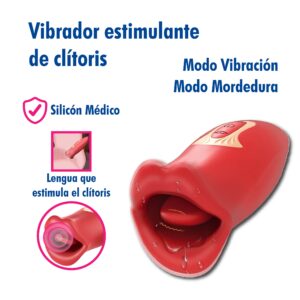 Boca Vibradora Recargable, Roja - Imagen 3