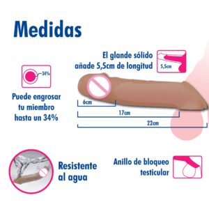 Extensión para pene con vibración a control remoto, Brown - Imagen 4