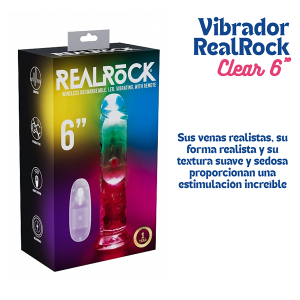 Vibrador Realista 6 pulgadas con ventosa y control remoto inalámbrico