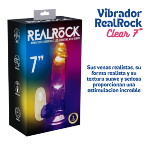 Vibrador realista realrock de 7 pulgadas con ventosa con ventosa y base de succión para manos libres