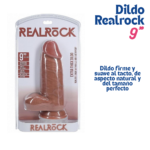 Empaque del dildo realista RealRock de 9 pulgadas con textura suave por Eroticworldtoys.