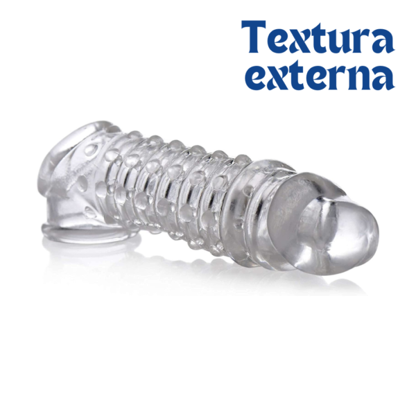 Primer plano de la textura externa con relieves de la funda Size Matters.