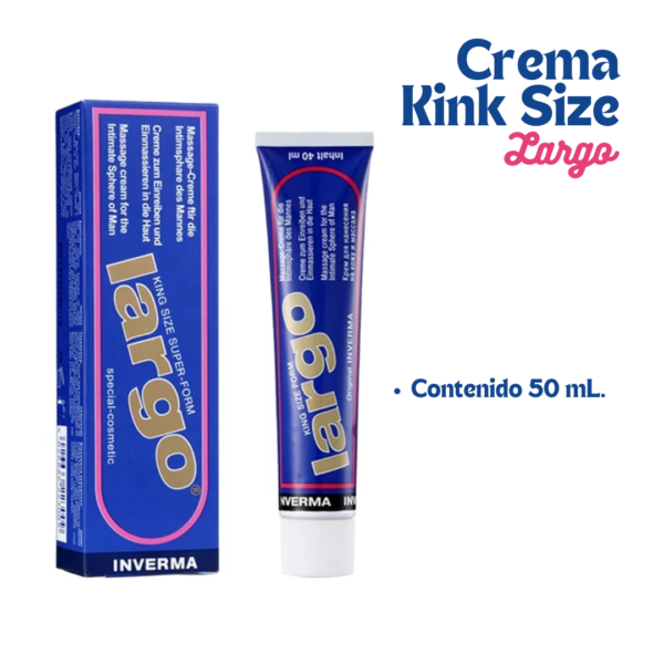 Presentación de la Crema Inverma Largo 50ml para vigor masculino.