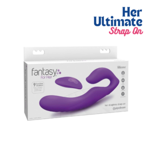 Caja original Fantasy For Her Pipedream strap-on sin arnés con control remoto.