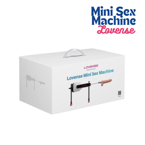 Caja de empaque oficial de la máquina sexual Lovense Mini con dildo de silicona realista.