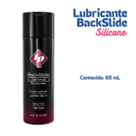 Lubricante anal de silicona ID BackSlide de 65ml con fórmula relajante.