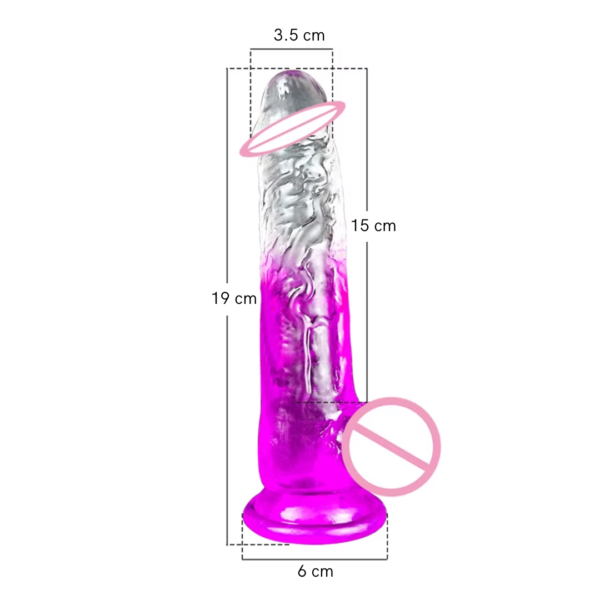 Dildo con base con ventosa para pegar a pared piso o adaptar arness morado
