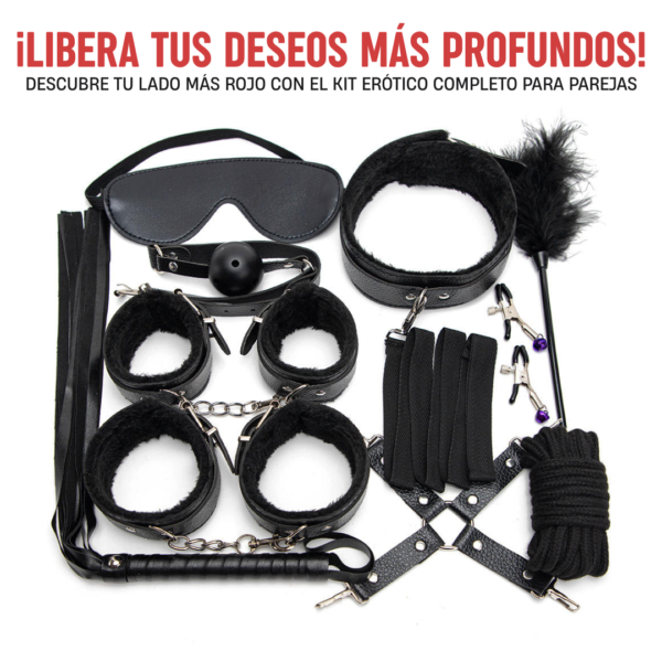 Juguetes para parejas principiantes, kit de bodage color negro de 10 piezas