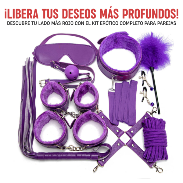 Juguetes para parejas principiantes, kit de bodage color púrpura de 10 piezas