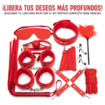 Juguetes para parejas principiantes, kit de bodage color rojo de 10 piezas