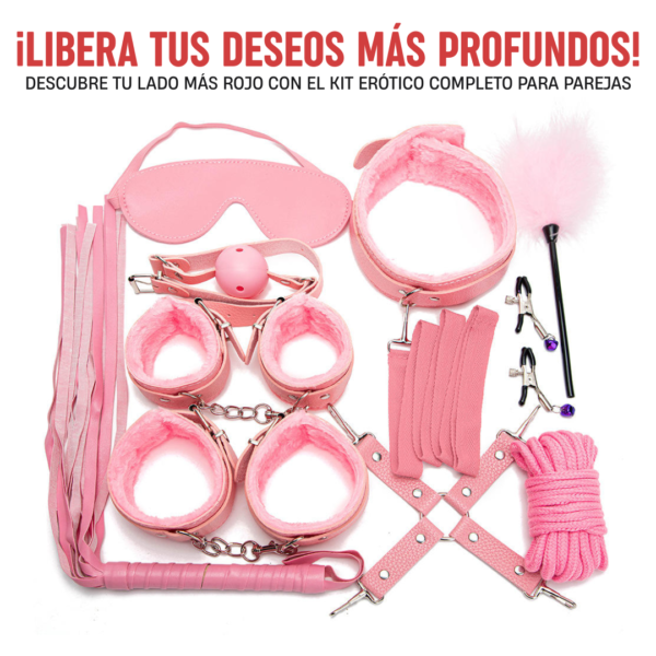 Juguetes para parejas principiantes, kit de bodage color rosado de 10 piezas