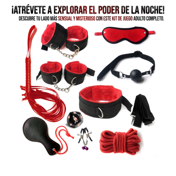 Juego de Amarres BDSM 10 Piezas con Paleta para Parejas